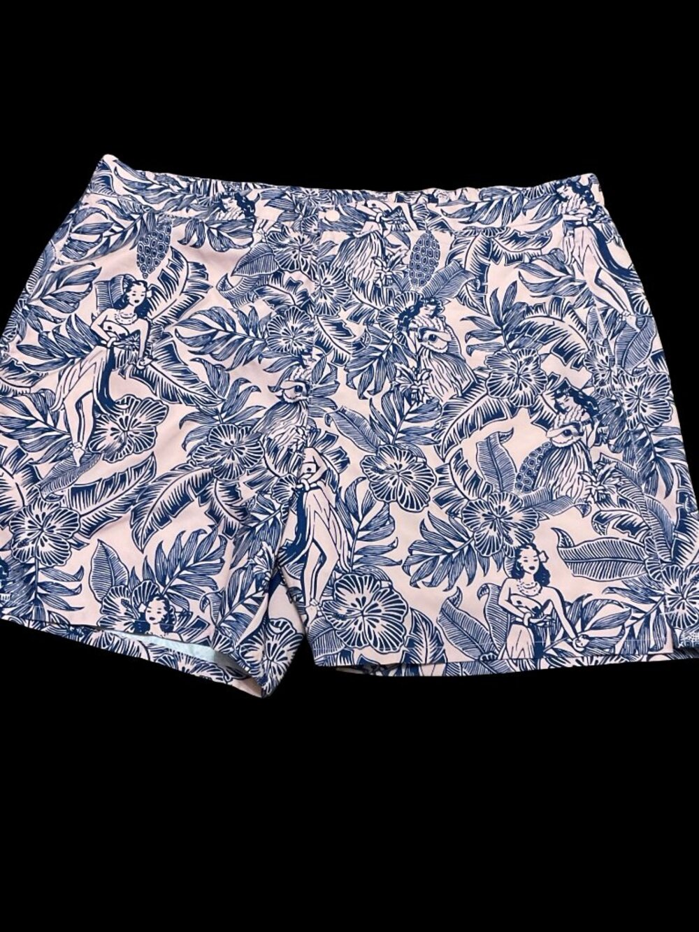Peach/Blue Hawaiian Print Swim Shorts